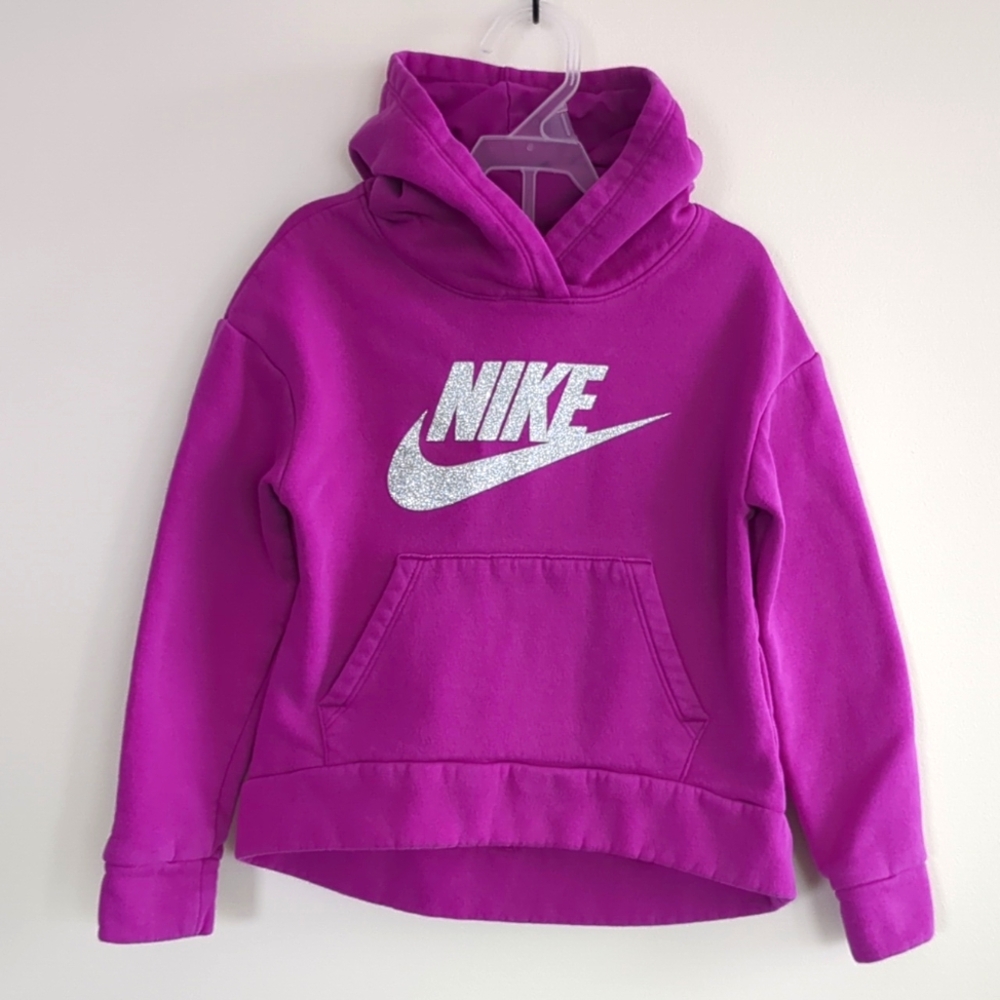 Little Girls Magenta Nike Hooded Sweatshirt (Size M 5/6)